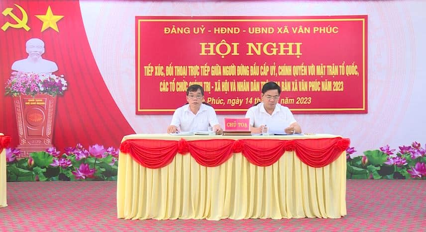 Hội nghị tiếp xúc, đối thoại trực tiếp giữa đồng chí Bí thư Đảng ủy, Chủ tịch UBND xã, các tổ chức chính trị - xã hội và đại diện nhân dân năm 2023